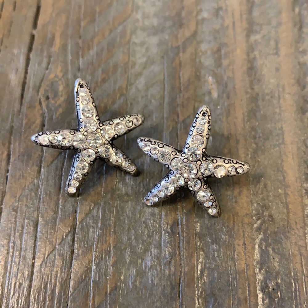 Vtg silver starfish earrings